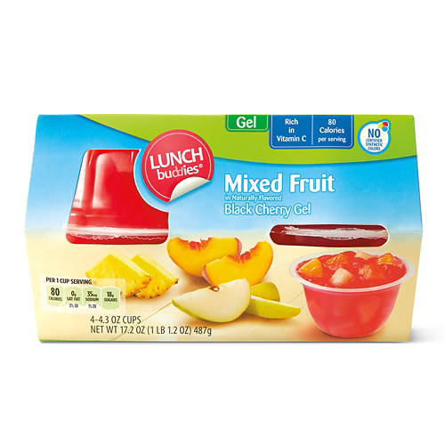 Lunch Buddies Mixed Fruit in Blackcherry Gel Bowls, 4 count
